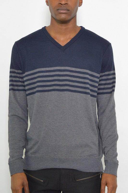 Mens Knit VNeck Pullover Sweater - VacationGrabs