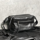 SHOMICOBOUTIQUE men's large capacity shoulder bag in black leather, perfect for daily use and travel