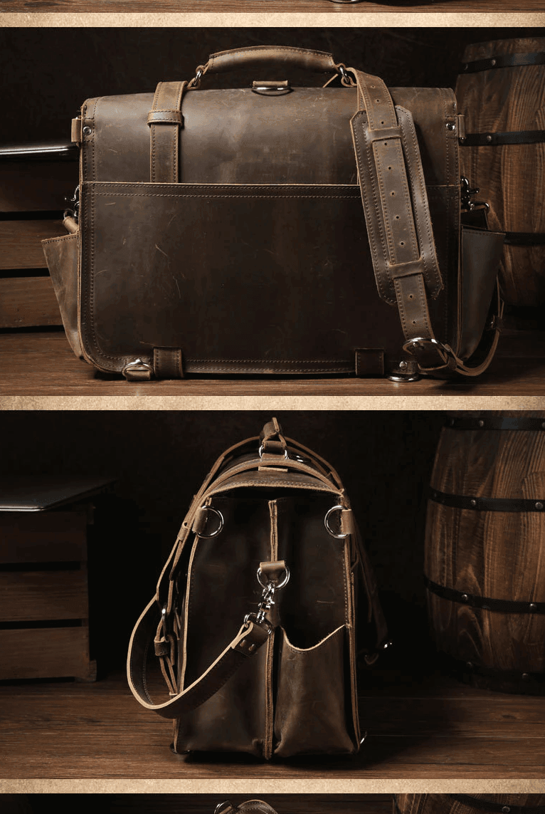 Luggage & Bags - Briefcases Mens Large Leather Messenger Bag Multifunctional Weekender Bag