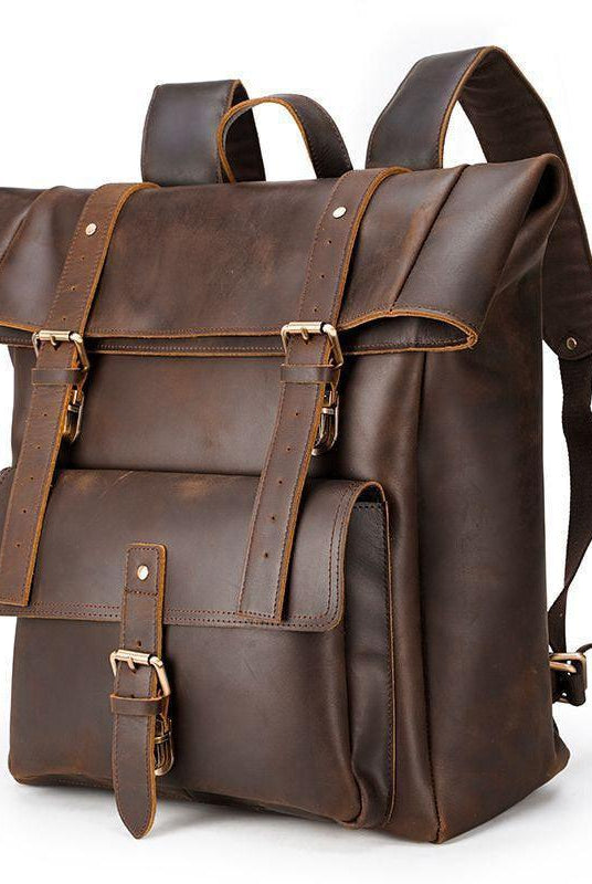Luggage & Bags - Backpacks Mens Leather Backpack 17 Inch Laptop Daypack Large Capacity