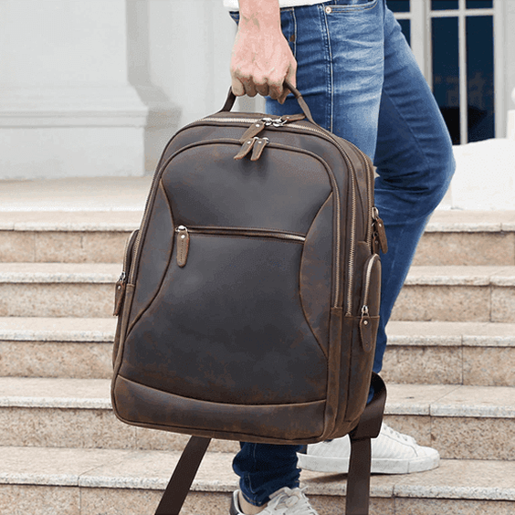Mens leather backpack chair combo designed for practicality and style, perfect for travel and everyday use