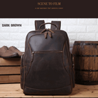 Mens leather backpack chair combo in dark brown, stylish and functional for travel and daily use