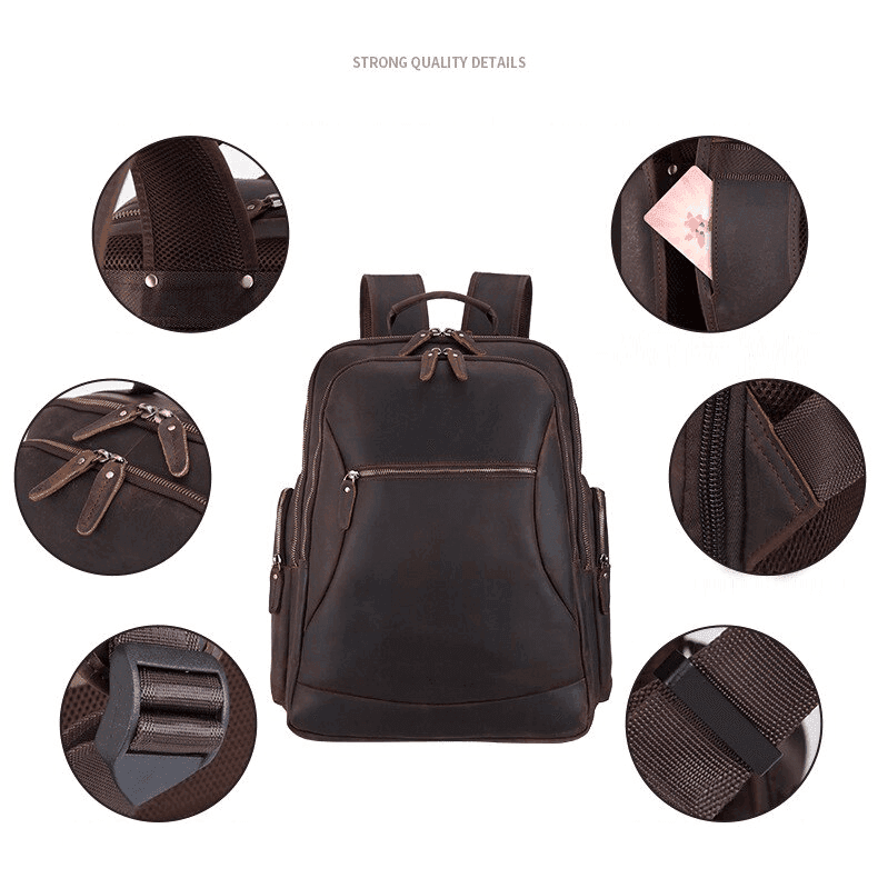 VacationGrabs mens leather backpack chair combo with multiple pockets and ergonomic support