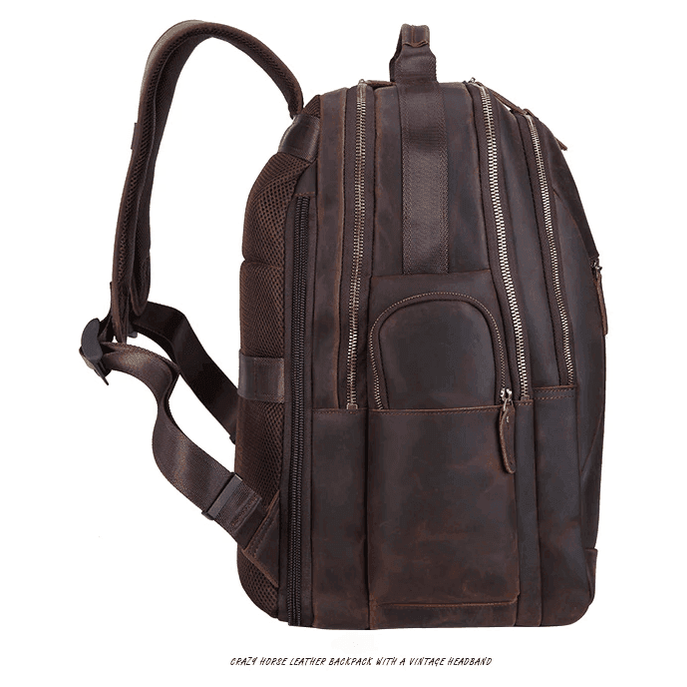 Mens leather backpack chair combo with spacious compartments and durable design for travel and outdoor use