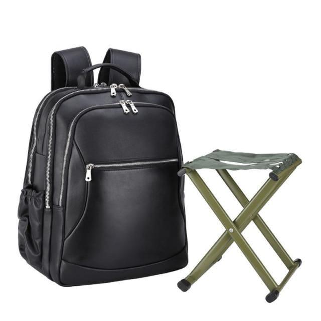 Luggage & Bags - Backpacks Mens Leather Backpack Collapsible Chair Large Capacity