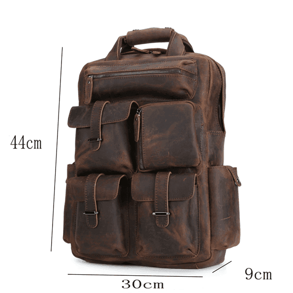VacationGrabs mens leather backpack large with multiple pockets and durable design for daily use