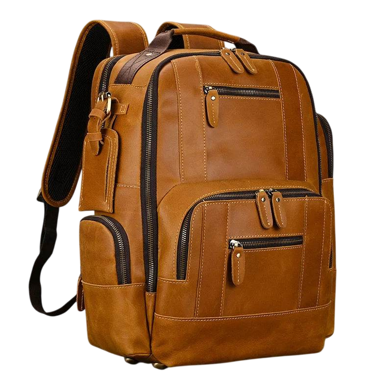 Men's Leather Backpack Retro Fashion Travel School Daypack