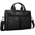 Serviette en cuir pour homme, sacoche pour ordinateur portable 15,6 pouces en cuir véritable