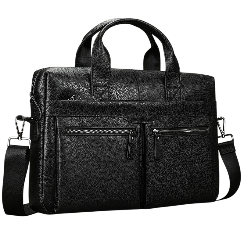 Maletín de cuero para hombre, bolso para portátil de 15,6", cuero de capa superior