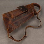 men's leather chest bag, brown, stylish travel accessory