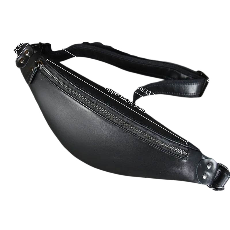 Men'S Leather Chest Bag Soft Cowskin Sport Waist Pack