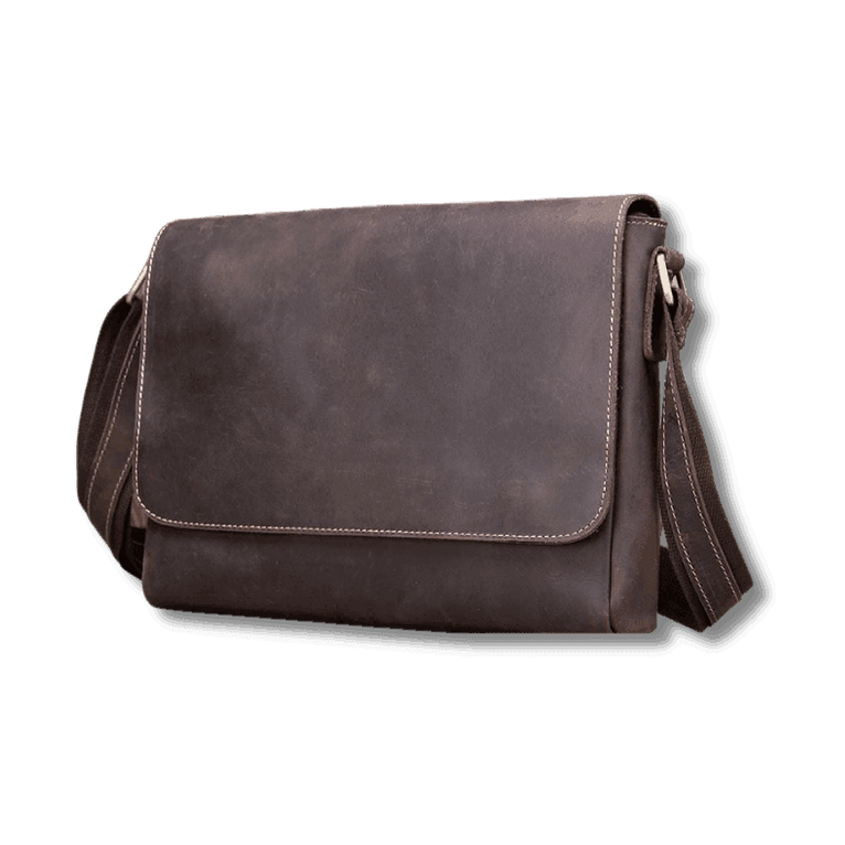 Men's leather crossbody bags from VacationGrabs with a stylish and durable design in dark brown