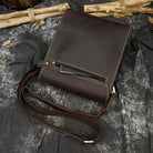 Brown mens leather crossbody bags with a front pocket for easy access to essentials