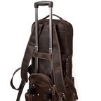 VacationGrabs mens leather laptop backpack with retractable handle and comfortable straps