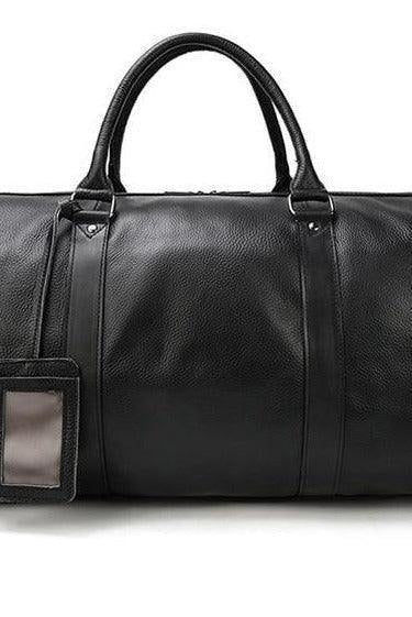 Luggage & Bags - Duffel Mens Leather Overnight Luggage Weekender Duffel Bag Black Brown