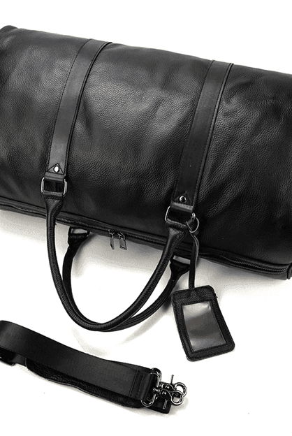 Luggage & Bags - Duffel Mens Leather Overnight Luggage Weekender Duffel Bag Black Brown