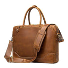 VacationGrabs mens leather satchel bag with sturdy handles and adjustable shoulder strap