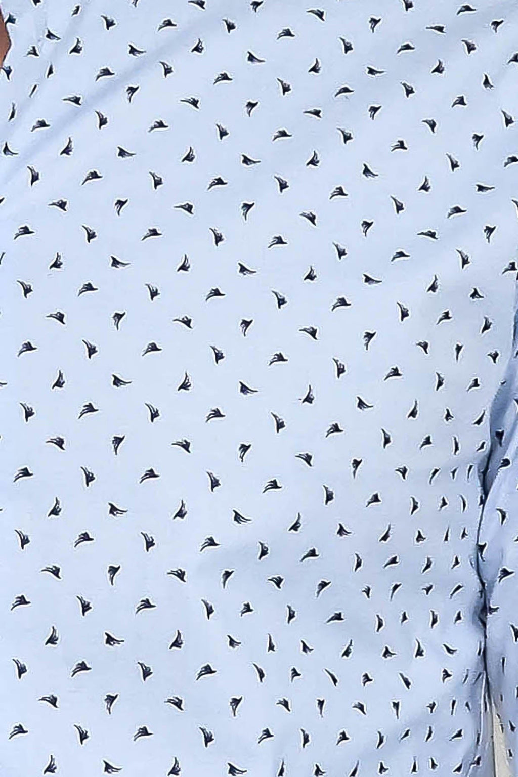 Men’s Light Blue Shirt with Minimal Black Pattern – full look view