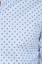 Men’s Light Blue Shirt with Minimal Black Pattern – full look view
