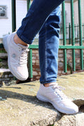 Men's Light Gray Athletic Sneakers with Breathable Mesh – front view