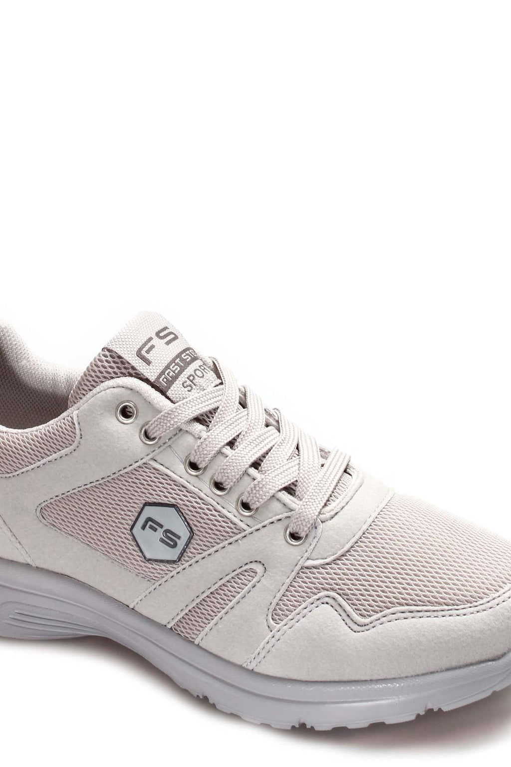 Men's Light Gray Athletic Sneakers with Breathable Mesh – close up view