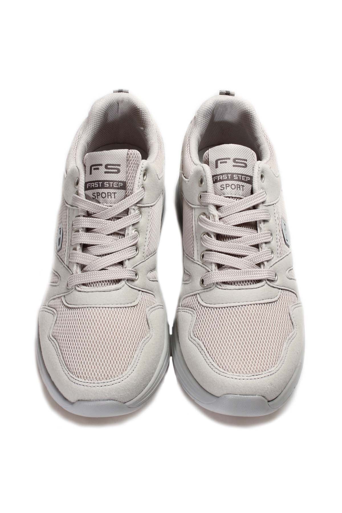 Men's Light Gray Athletic Sneakers with Breathable Mesh – full look view