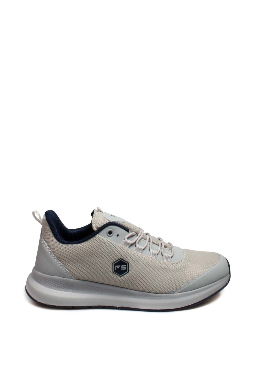 Men's Light Gray Athletic Sneakers with Navy Accents – front view