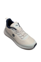 Men's Light Gray Athletic Sneakers with Navy Accents – side view