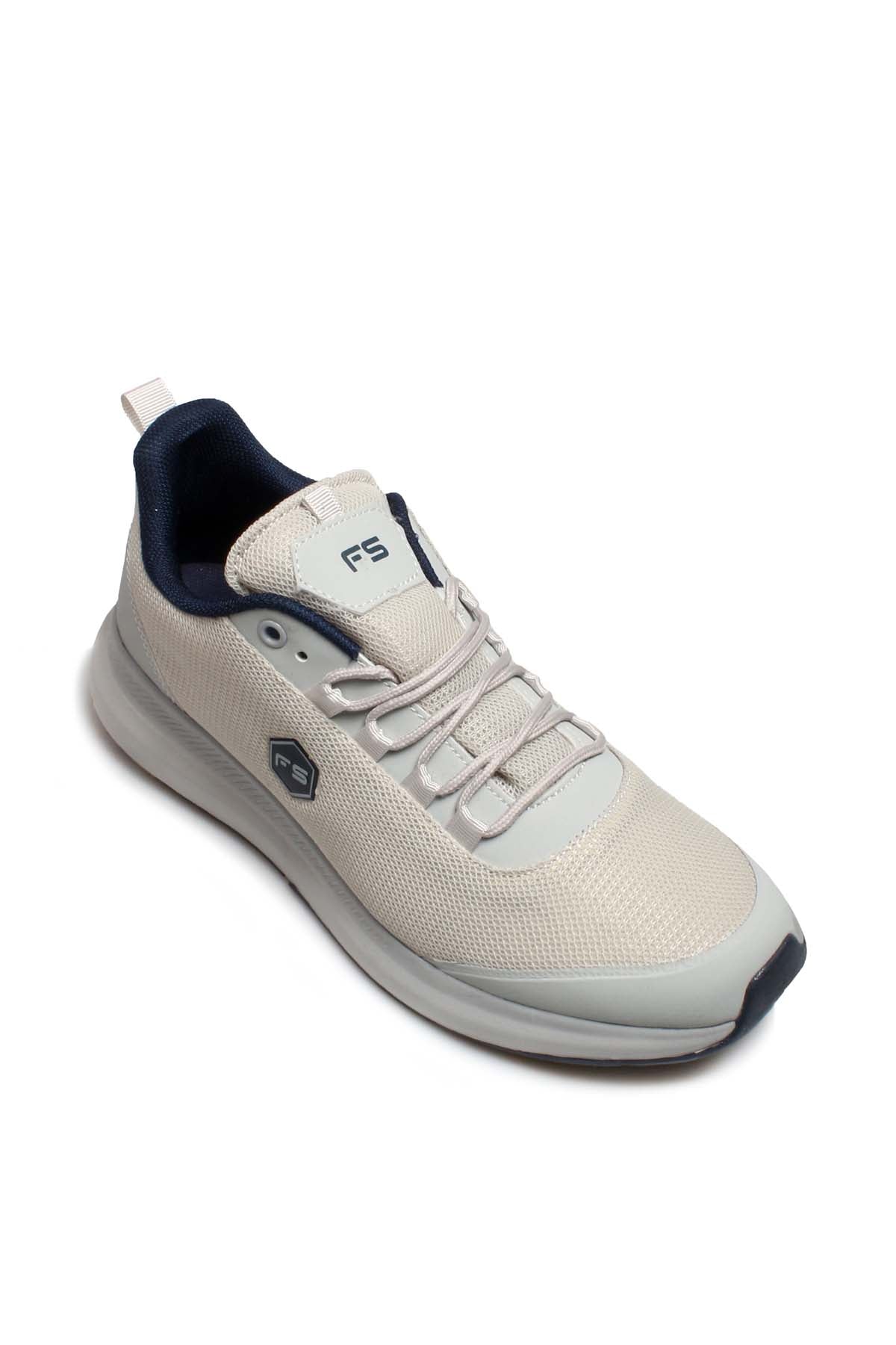 Men's Light Gray Athletic Sneakers with Navy Accents – side view