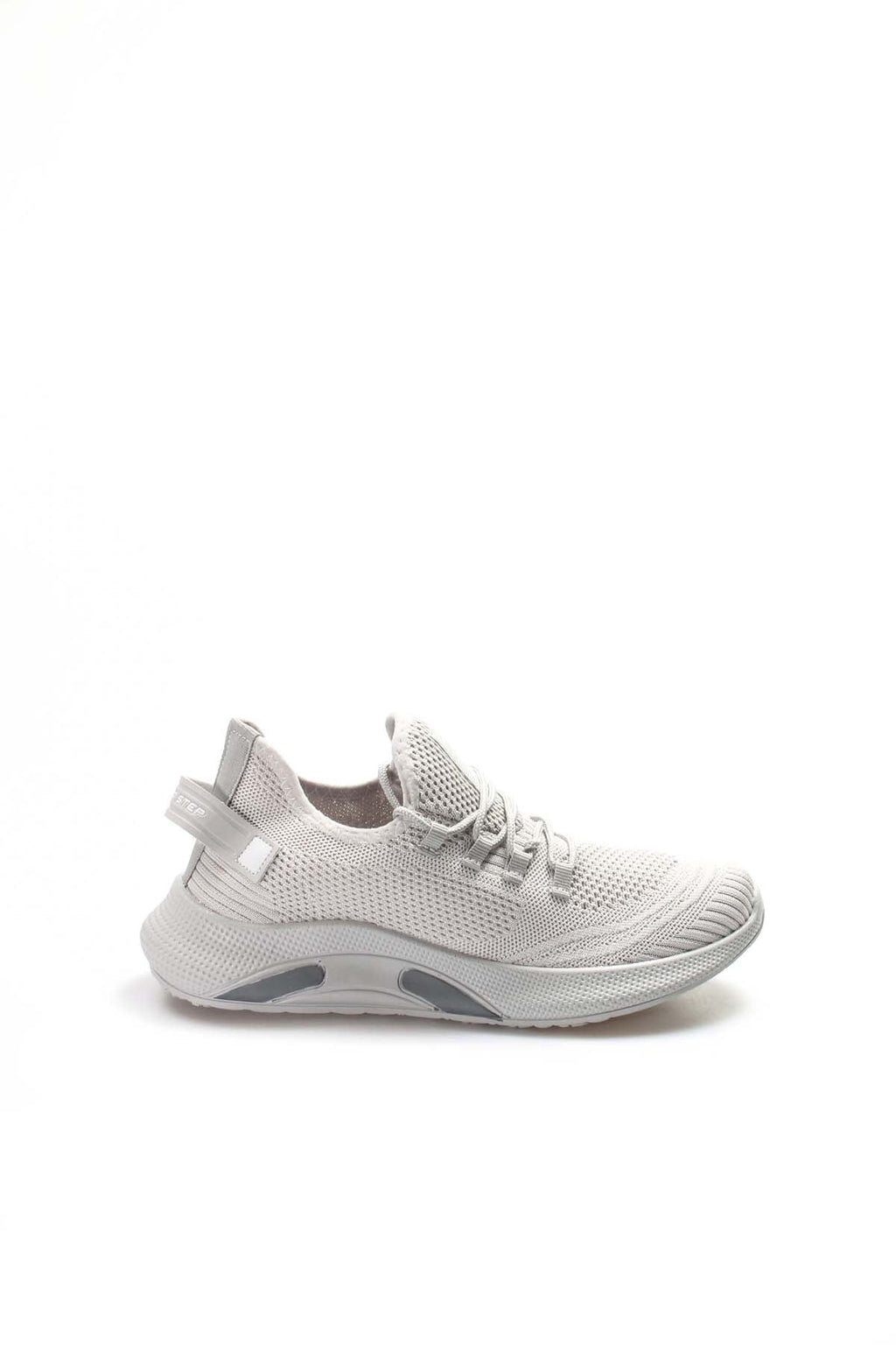 Men's Light Gray Knit Sneakers with Cushioned Sole – detail view