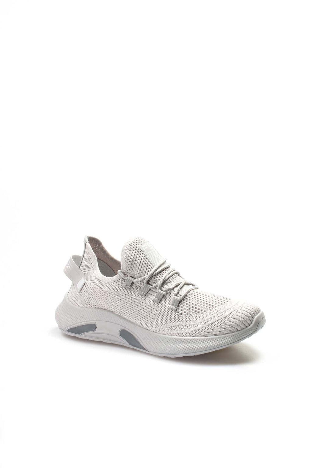 Men's Light Gray Knit Sneakers with Cushioned Sole – styled view