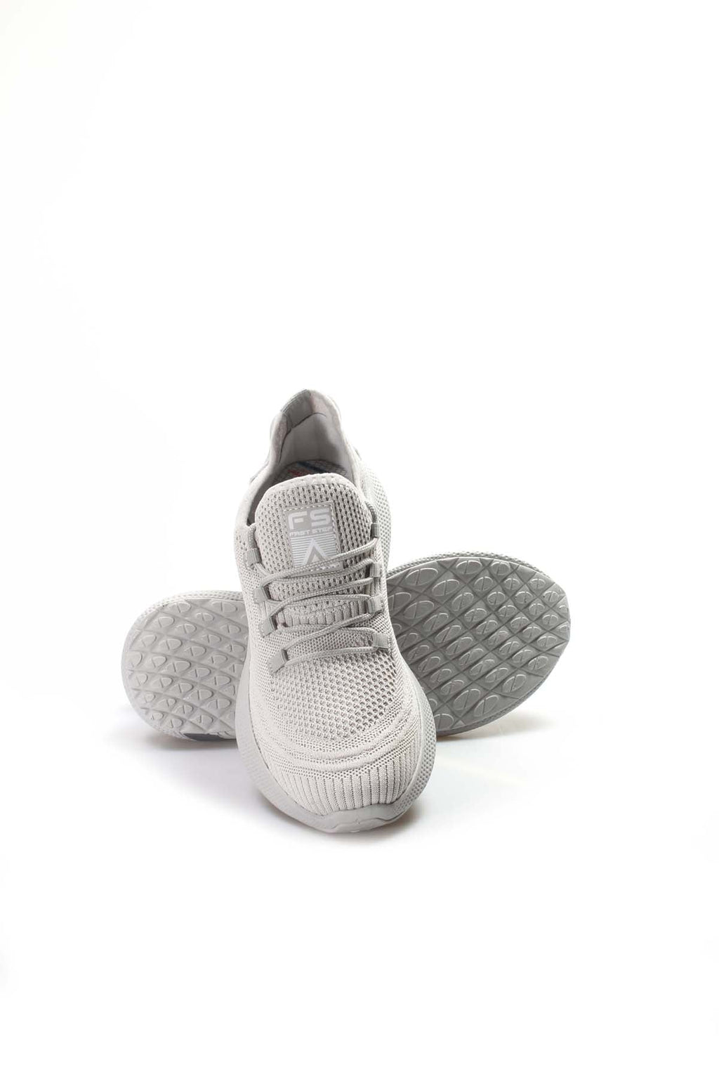 Men's Light Gray Knit Sneakers with Cushioned Sole – close up view