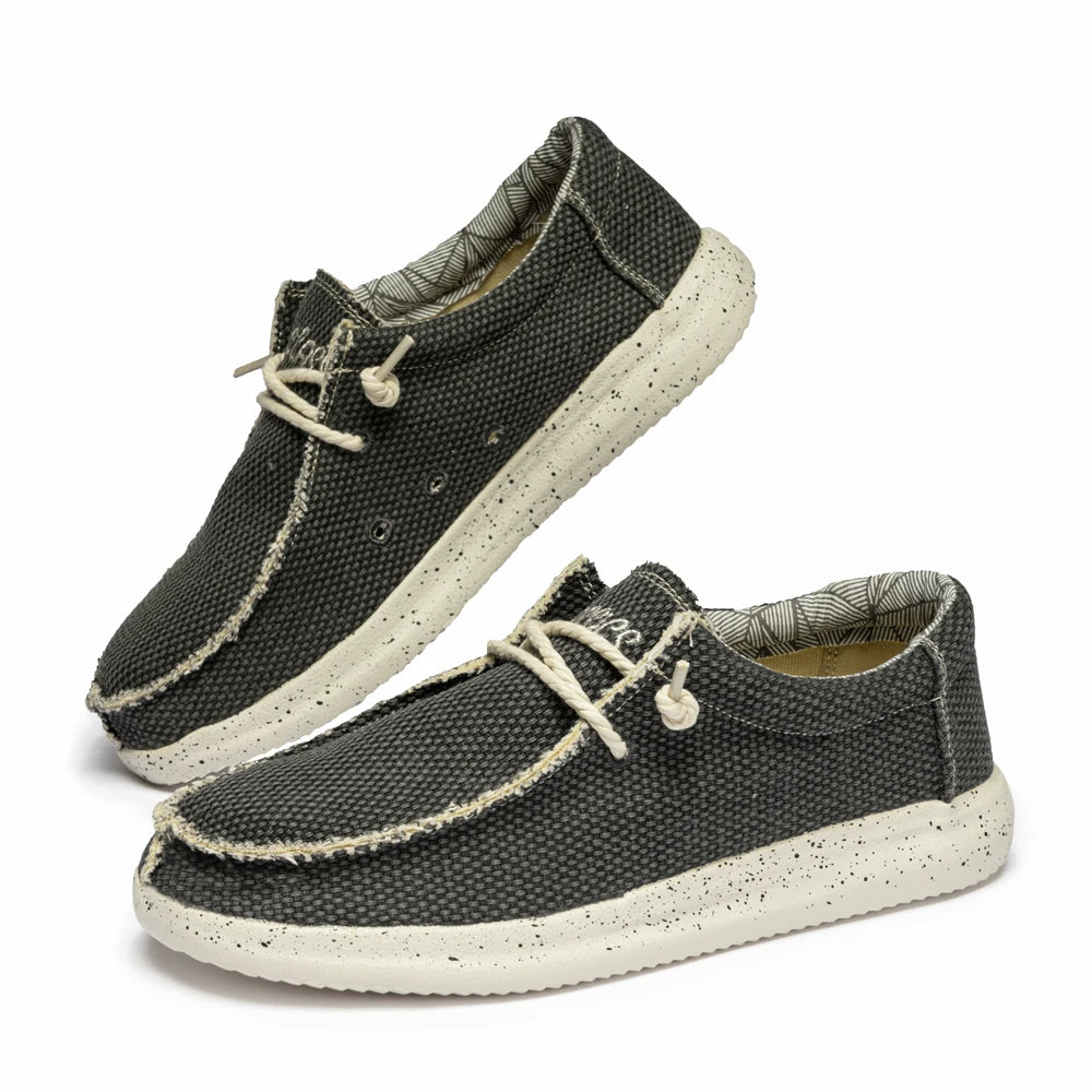 Mens lightweight travel city walk shoes in black fabric for casual outings