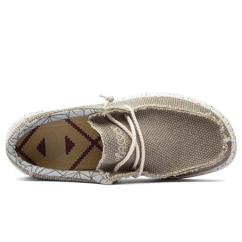 Men's lightweight travel city walk shoes in beige with breathable material