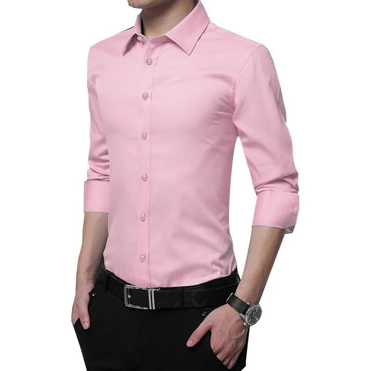 Men's Shirts Mens Long Sleeve Casual Dress Shirts Solid Color Button Down Collar