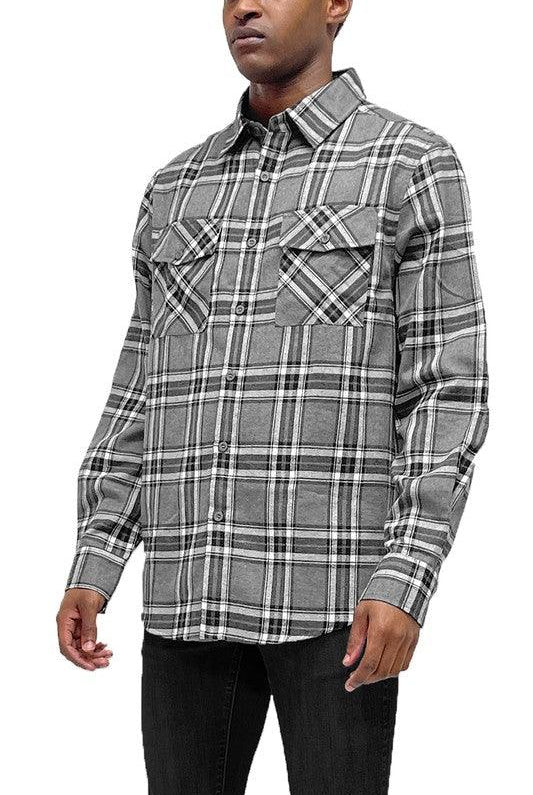Men's Shirts - Flannels Mens Long Sleeve Flannels Full Plaid Shirts