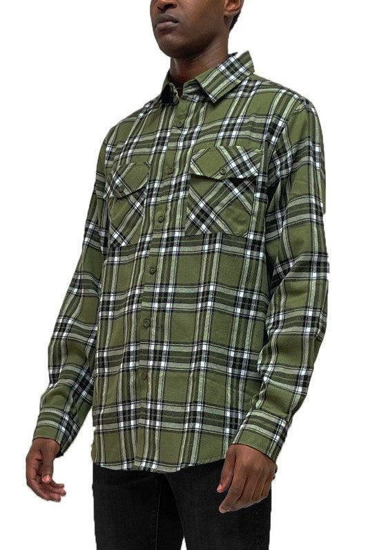 Men's Shirts - Flannels Mens Long Sleeve Flannels Full Plaid Shirts