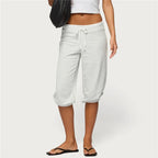 VacationGrabs women's white cropped pants, soft material, casual wear