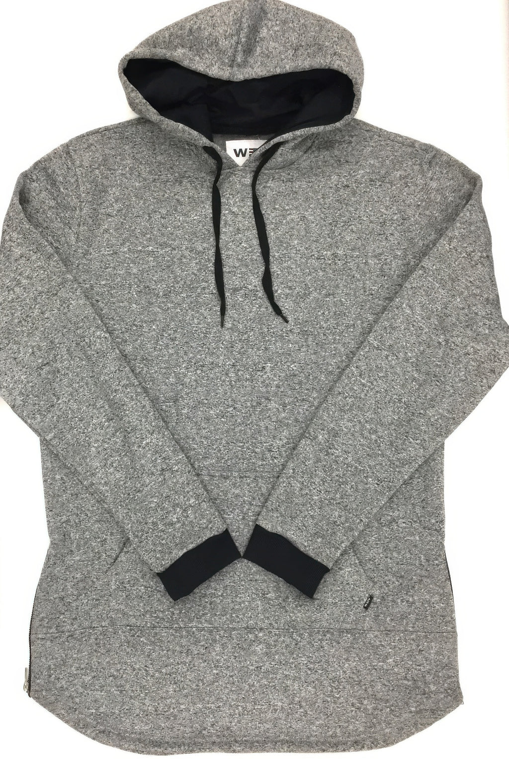 Men's extra-long marble print hoodie, front view