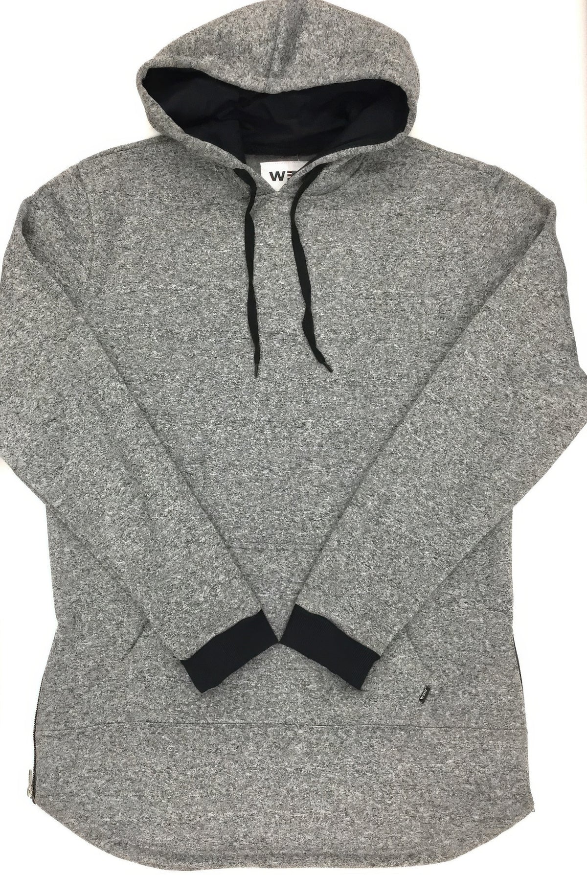 Men's extra-long marble print hoodie, front view