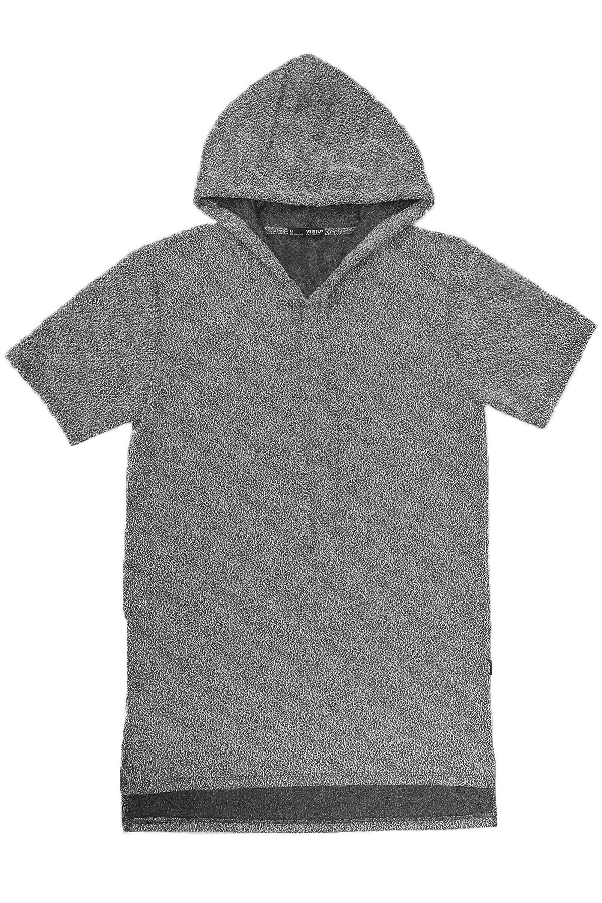 Men's marbled short sleeve hoodie, front view