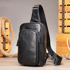 mens messenger bag, black leather, perfect for travel and daily use