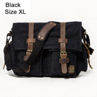 Black mens messenger bag made of durable canvas, ideal for daily use