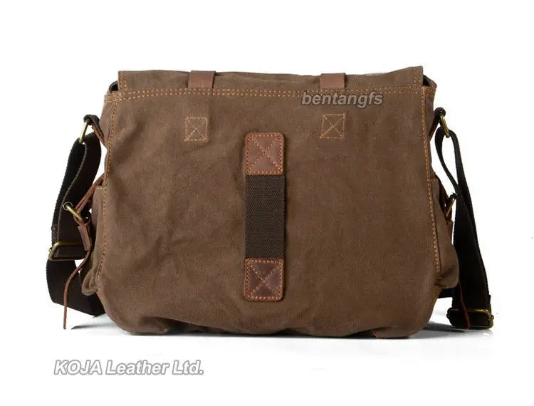 mens messenger bag in brown canvas, perfect for everyday use