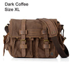 Dark coffee mens messenger bag bag, durable canvas, ideal for travel.