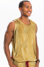 Men's metallic flick tank top, beachwear side view