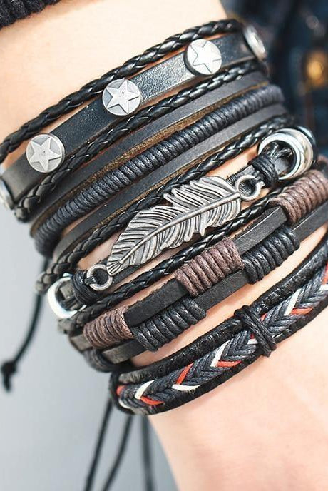 Men's Jewelry - Wristbands Mens Multi-Layered Wristbands Braided Bracelets