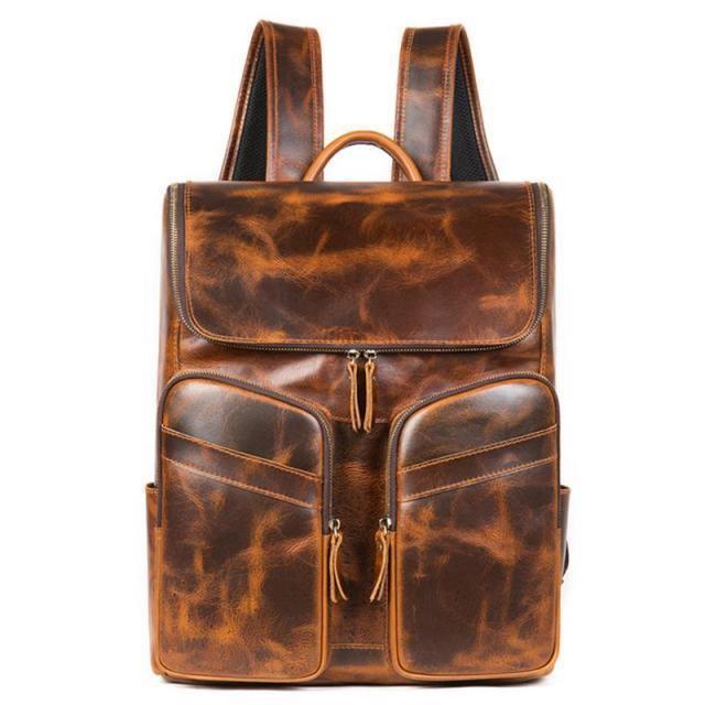 Luggage & Bags - Backpacks Mens Multi Pocket Genuine Leather Backpack Color Options