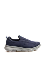 Men's Navy Slip-On Athletic Sneakers with Knit Upper – front view