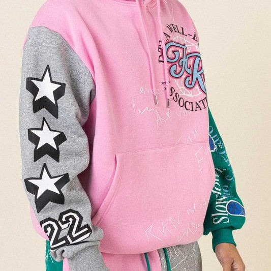 Men's Sweatshirts & Hoodies Mens Pink Color Block Hoodie Jacket